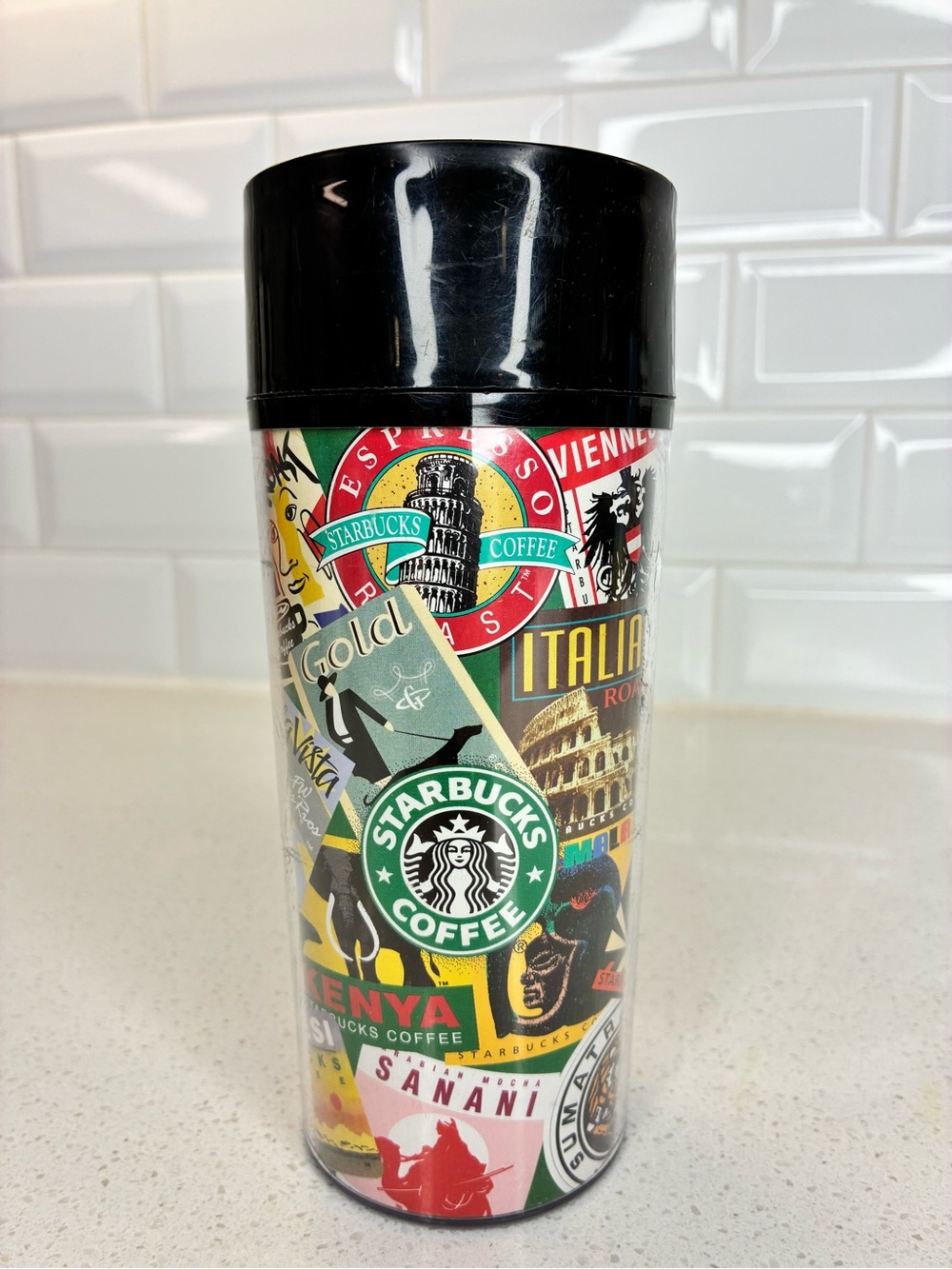 Vintage Starbucks Coffee Co 1996 ThermoServ USA 12oz World Coffee Travel Tumbler